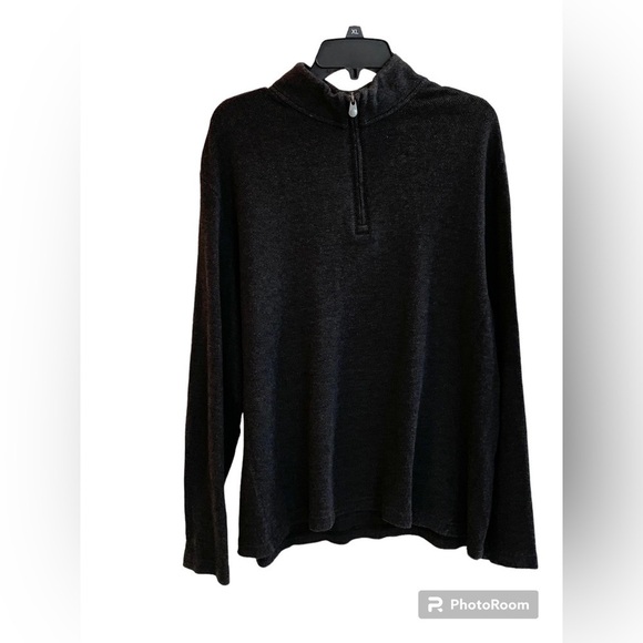 Men’s Jos. A. Bank Reserve 1/4 Zip Herringbone Black/Gray Shirt Sz Large - Picture 1 of 6